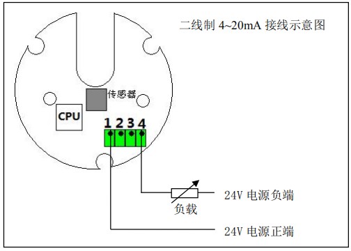 高粘度液體流量計(jì)二線制接線圖